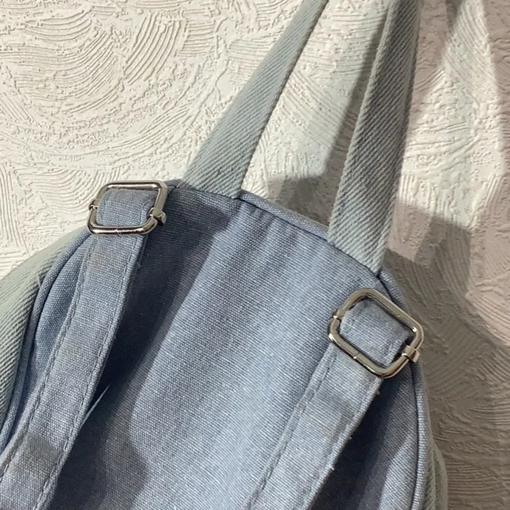 Justice - distressed denim mini bagpack - reverse sequins - letter M and more